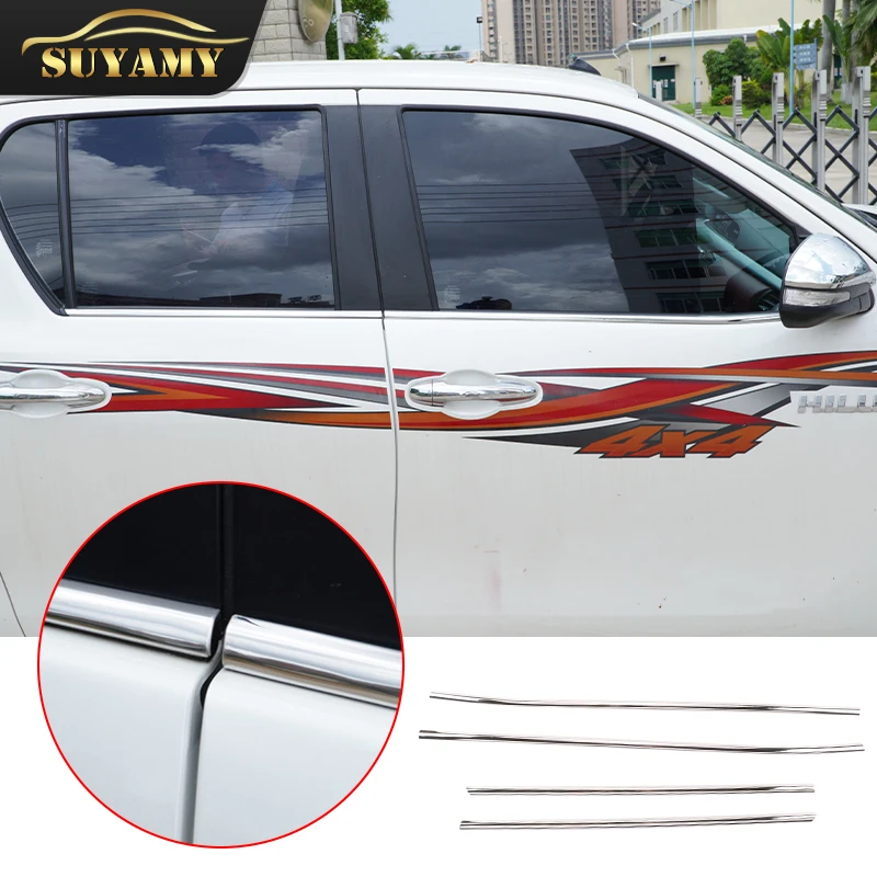 4Pcs Car Stainless Steel Window Decoration Bright Strip For Toyota Hilux 2015-2021 Car Accessories Exterior Styling
4Pcs Car Stainless Steel Window Decoration Bright Strip For Toyota Hilux 2015-2021 Car Accessories Exterior Styling