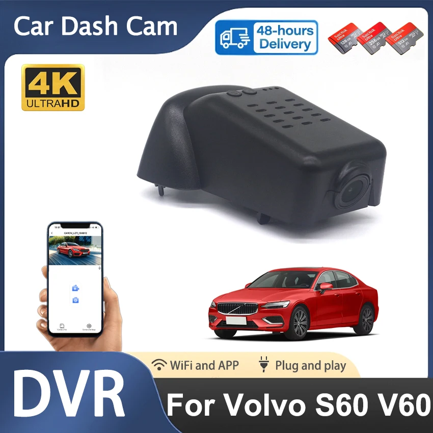 

Plug and play Dash Cam For Volvo S60 V60 2023 2024 4K UHD 2160p Car DVR Wifi Camera Video Recorder Original Devices Accessories