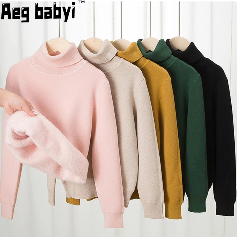 

Winter Kids Baby Boys Girls Sweaters Mink Velvet Wool Pullover Toddler Childrens Warm Sweater Coat Cardigan Thicken Outerwear