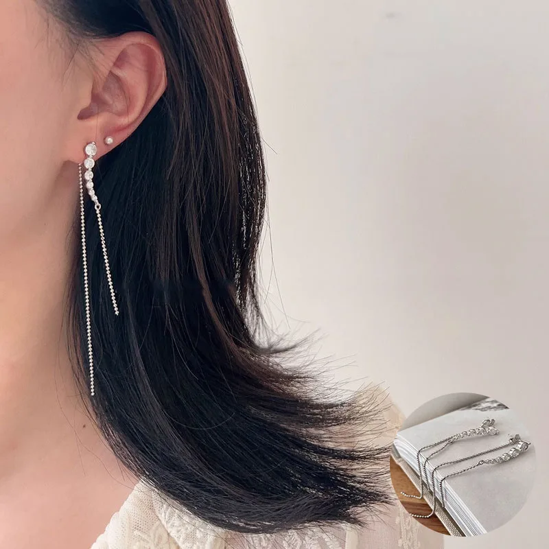 100% 925 Sterling Silver Zircon Geometric Earrings for Women Girl Fashion Simple Tassel Design Jewelry Party Gift Dropshipping
100% 925 Sterling Silver Zircon Geometric Earrings for Women Girl Fashion Simple Tassel Design Jewelry Party Gift Dropshipping