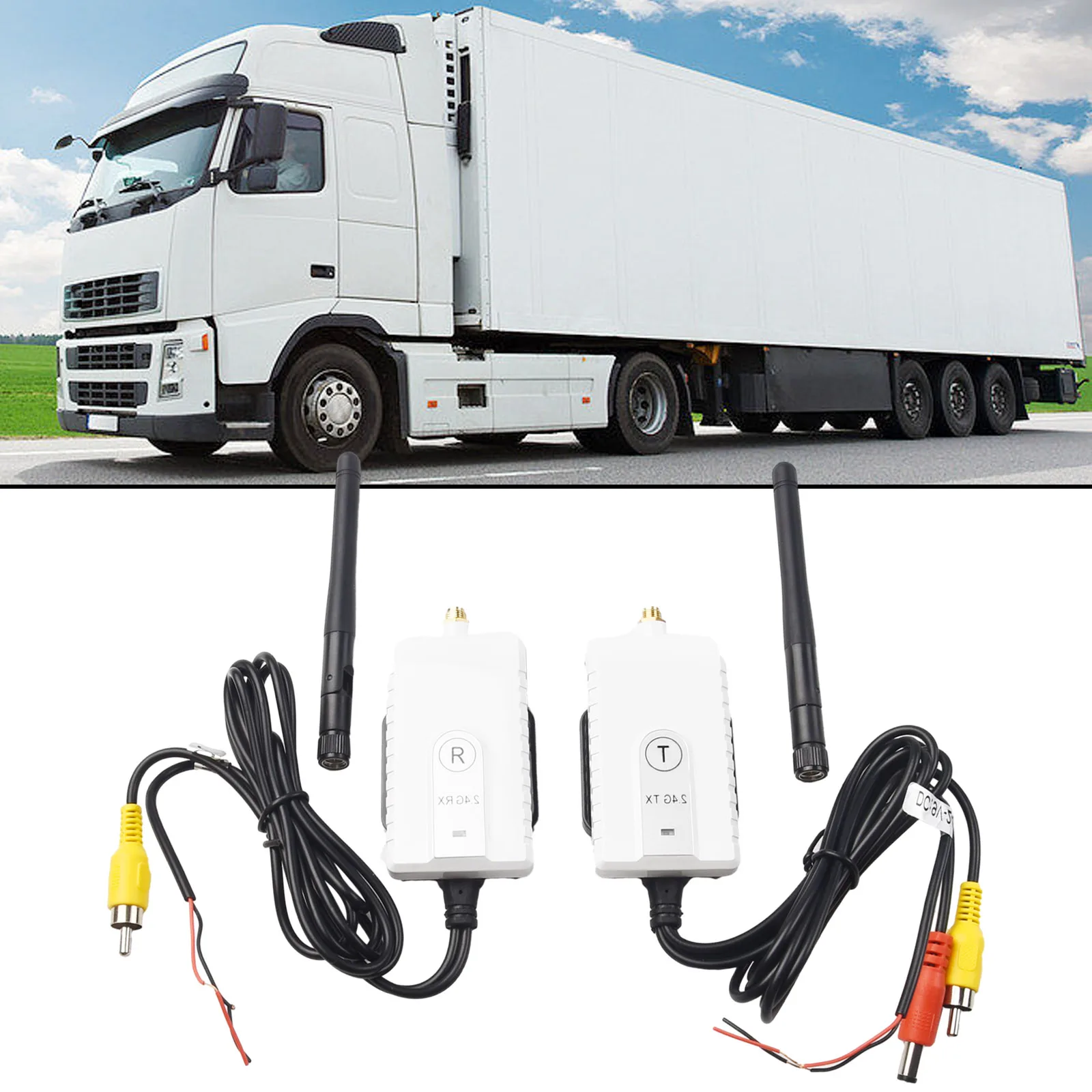 

AV Cable Transmitter Receiver, Convert Your Camera to Wireless, 2 4Ghz 200M Range, Perfect for Vehicle Rear Monitoring