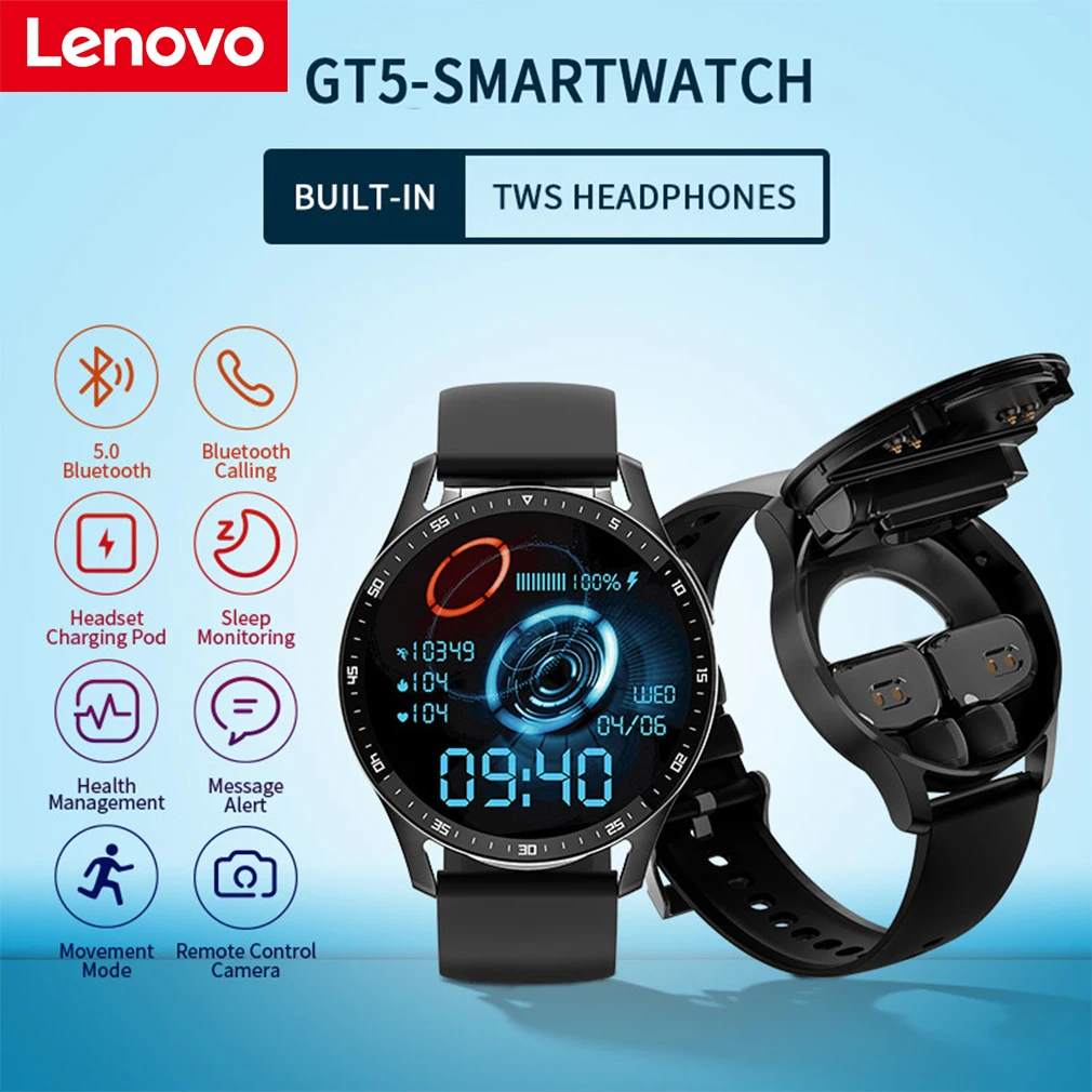 Смарт-часы Lenovo GT5 Pro, новинка, TWS, 2 в 1, беспроводные, Bluetooth, двойные, С Пульсометром
Смарт-часы Lenovo GT5 Pro, новинка, TWS, 2 в 1, беспроводные, Bluetooth, двойные, С Пульсометром