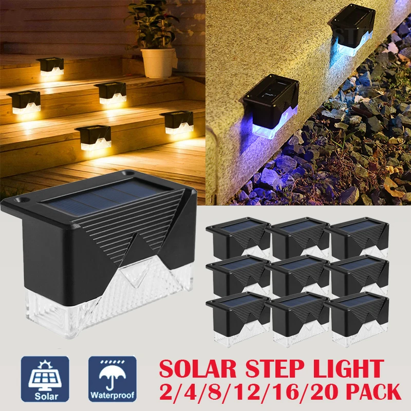 

20 PACK Solar Deck Lights Outdoor Waterproof LED Solar Fence Lamp Solar Step Lights for Stairs Garden Patio Yard Decoration