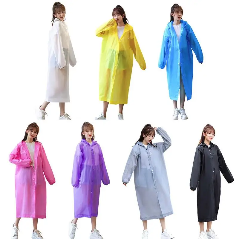 

adult rain poncho with hood Reusable Waterproof Compact for Travel Pullover Rainwear Jacket Suit Snap Lightweight Raincoat