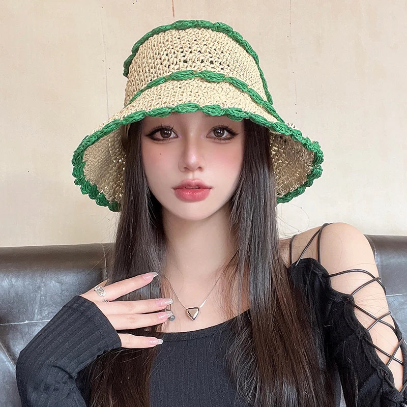 Designer Matching Crochet Straw Sun Hat Women Summer Fashion Panama Fisherman Hat Travel Seaside Beach Hat Sunscreen Bucket Hat
Designer Matching Crochet Straw Sun Hat Women Summer Fashion Panama Fisherman Hat Travel Seaside Beach Hat Sunscreen Bucket Hat