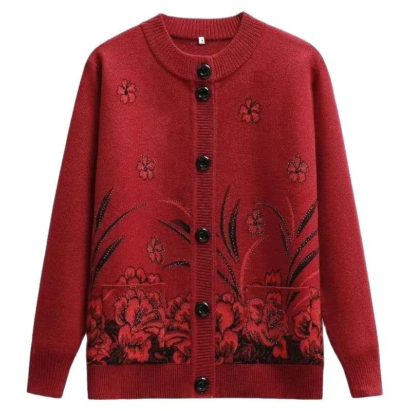 Women's Autumn Winter Pocket Jacquard Knitted Cardigan Coat Grandma O neck Sweater Coat Single-breasted Women's Casual Tops
Women's Autumn Winter Pocket Jacquard Knitted Cardigan Coat Grandma O neck Sweater Coat Single-breasted Women's Casual Tops