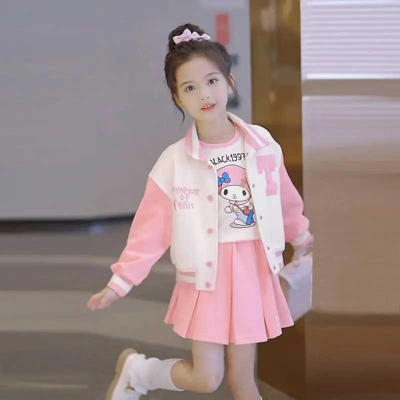 Cute Sanrioed My Melody Girls' Baseball Suit Set Autumn Children's Sports T-shirt Coat Pants/Skirt Fashionable Three Piece Set
Cute Sanrioed My Melody Girls' Baseball Suit Set Autumn Children's Sports T-shirt Coat Pants/Skirt Fashionable Three Piece Set