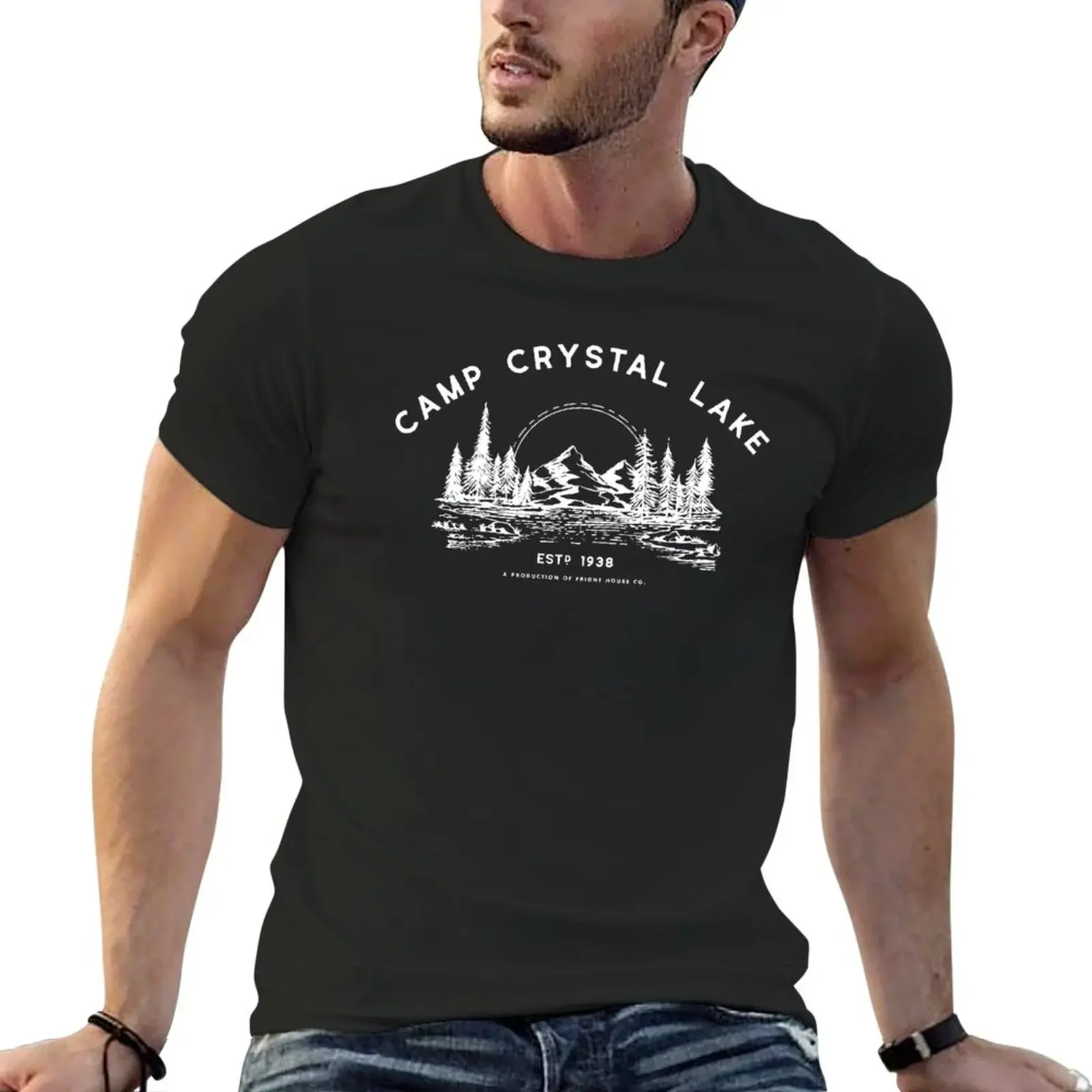 

Camp Crystal Lake – White Logo T-Shirt summer tops vintage big and tall t shirts for men
