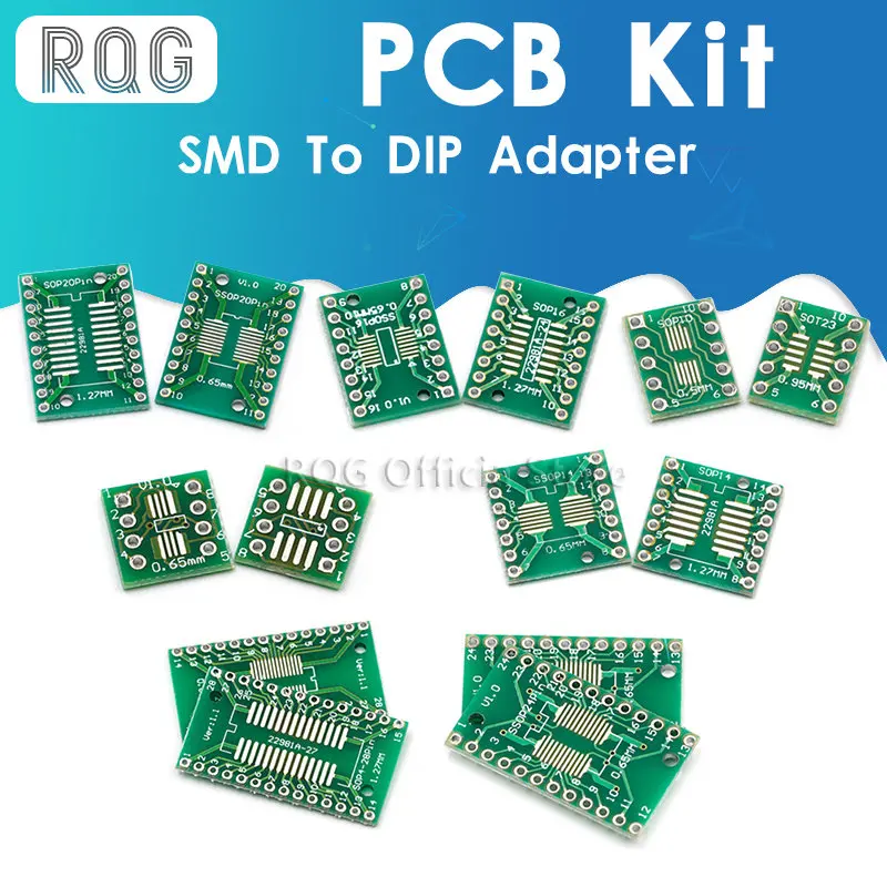 

10PCS PCB Board Kit SMD Turn To DIP Adapter Converter Plate SOP MSOP SSOP TSSOP SOT23 8 10 14 16 20 28 SMT To DIP