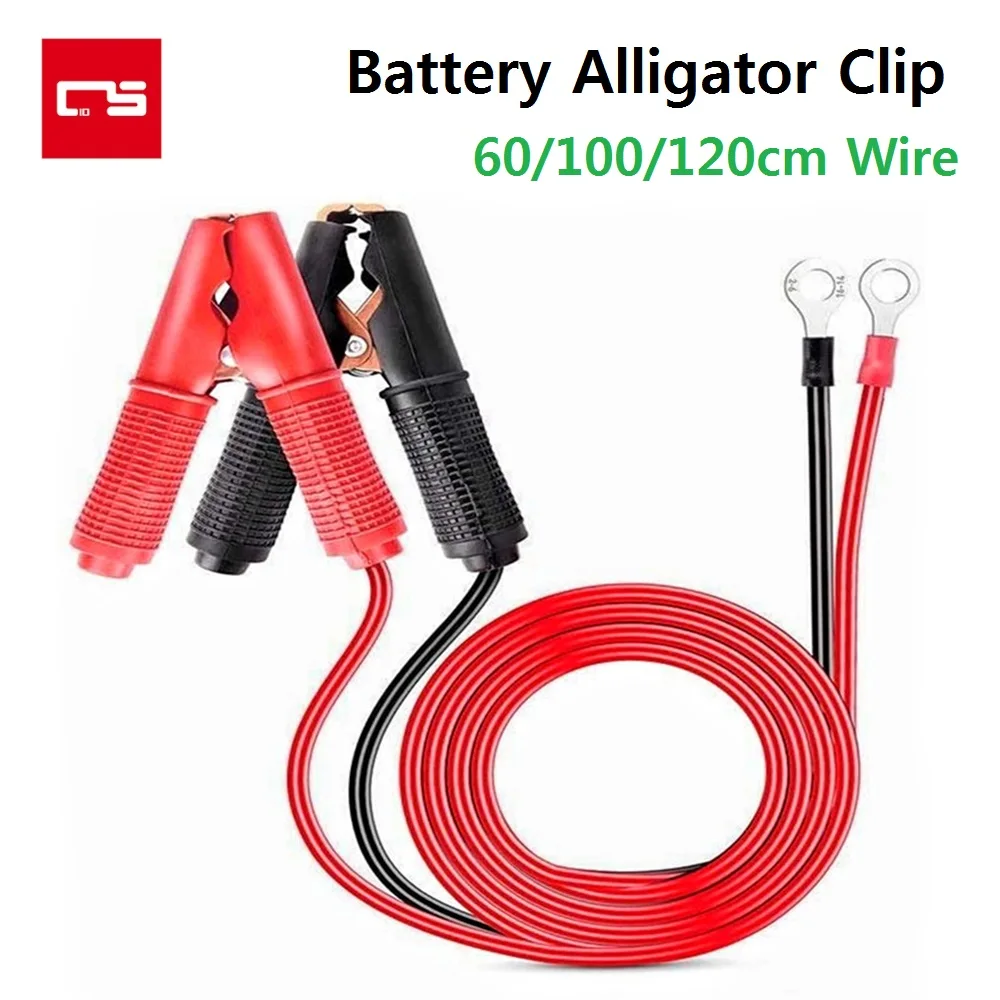 

2pcs 30A Battery Alligator Clamp 6 mm Copper Terminal 60/100/120cm Length Cable Alligator Clip for Car Battery Charging Charger