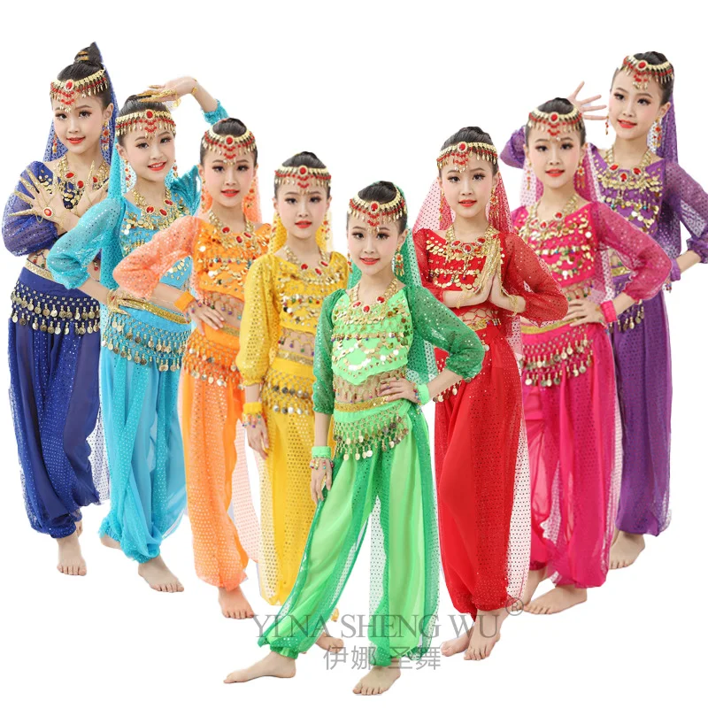 

Kids Child Bellydance Costume 7pcs Oriental Dance Costumes Belly Dance Dancer Clothing Bollywood Indian Dance Costumes For Girls