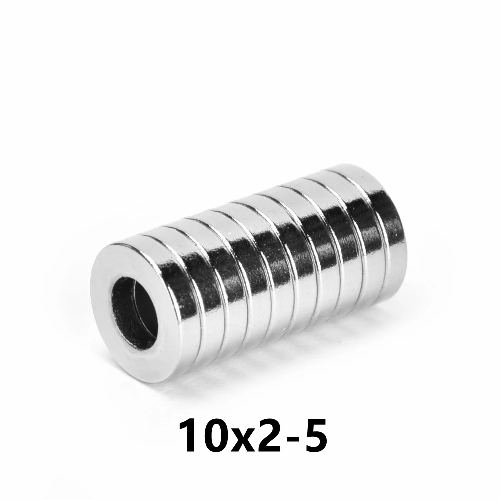 

10pcs 10x2 Strong Round Ring Disc Dia.10mm x 2mm hole 5mm N50 Neodymium Rare Earth NdFeB Magnets 10*2-5mm hot sale