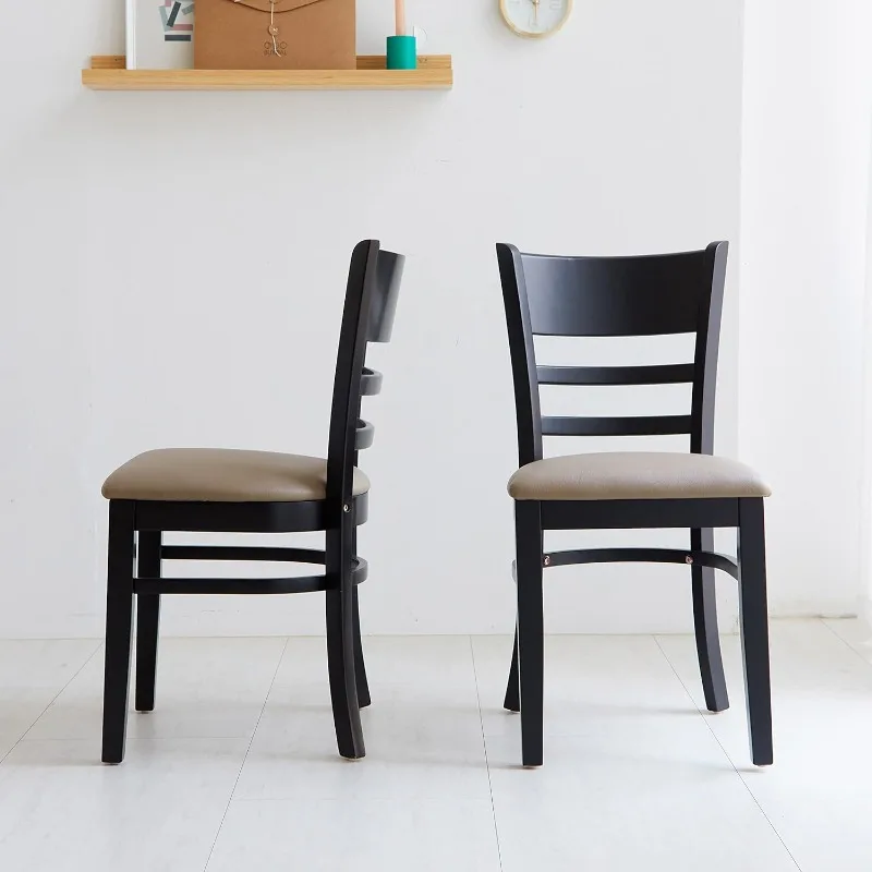 

Набор из 2 стульев для столовой Livinia, сиденье из массива малайзийского дуба с мягкой обивкой, деревянная лестница, боковые стулья