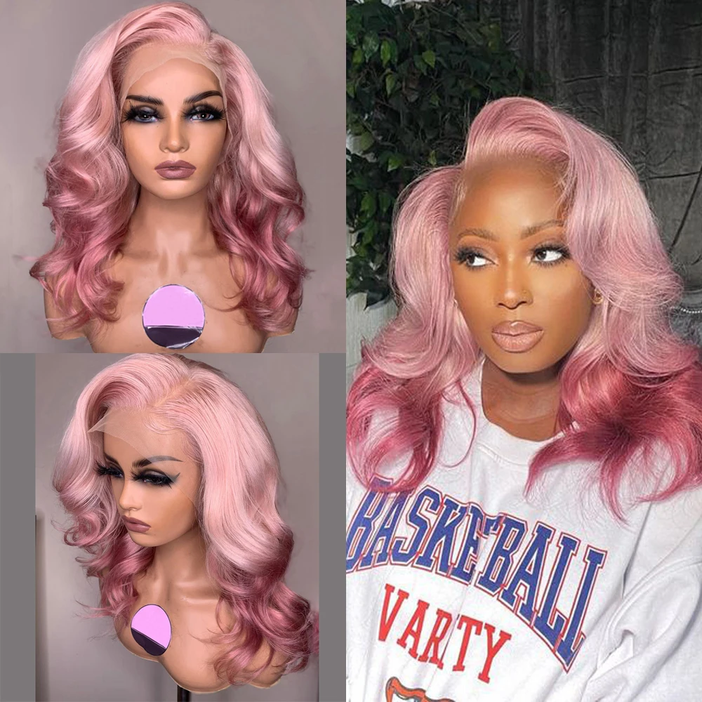 

Ombre Honey Blonde Glueless 13x4 Front Wigs Pink Color Human Hair Ready To Wear 613 HD 13X6 Lace Frontal Wig Body Wave Prepluck