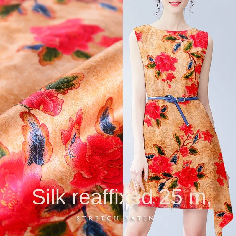 Big Flower Silk Heavy Satin 25 Momme Digital Printing Heavy Silk Fabric Silk Satin Fabric Silkworm Cheongsam Skirt DIY Fabric
Big Flower Silk Heavy Satin 25 Momme Digital Printing Heavy Silk Fabric Silk Satin Fabric Silkworm Cheongsam Skirt DIY Fabric