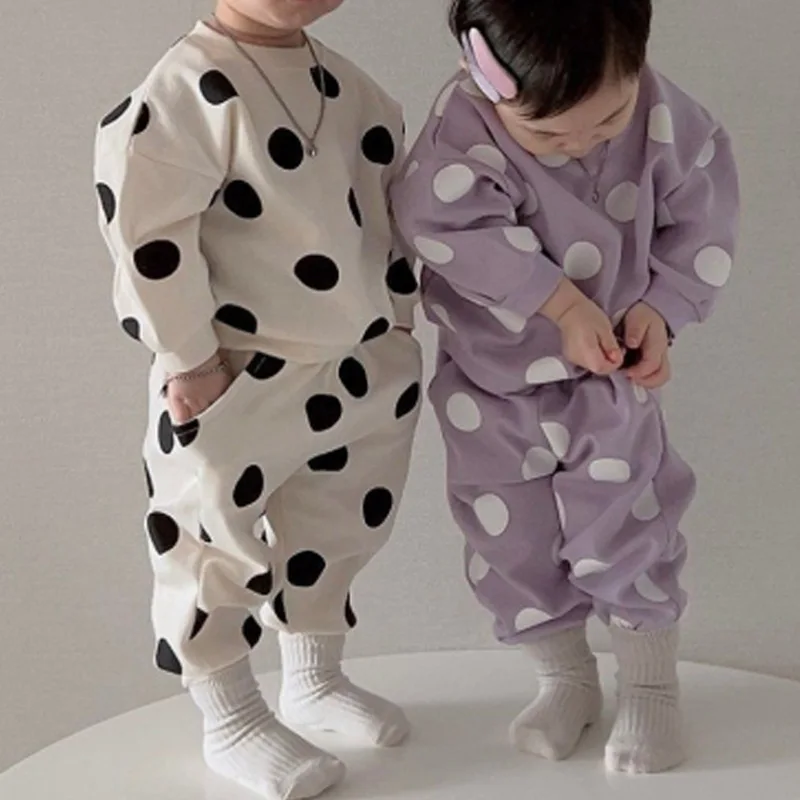 Ins Korean Baby Clothes Spring Autumn Children Big Polka Dots Sweatshirt+pant Set Boys Fashion Sport Suits
Ins Korean Baby Clothes Spring Autumn Children Big Polka Dots Sweatshirt+pant Set Boys Fashion Sport Suits