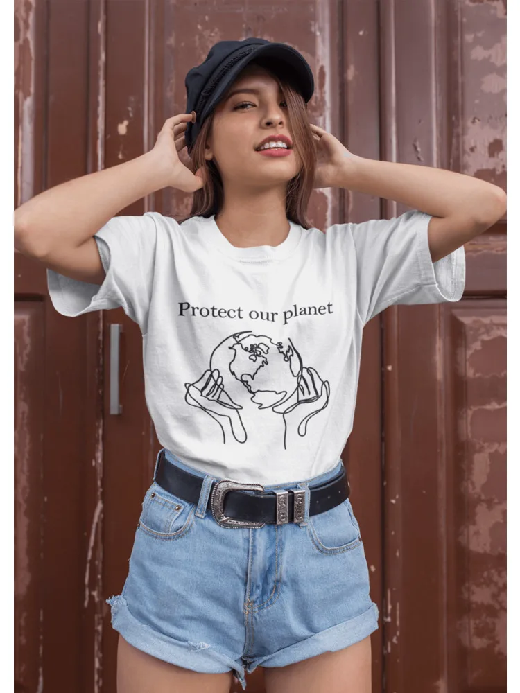 

Protect Our Planet Graphic Tees Women Vintage Tshirt Aesthetic 90s Grunge Shirt Save The Earth Shirts Fashion Tumblr Outfits