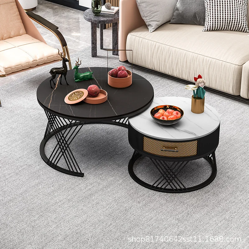 Современный кофейный столик из шифера для гостиной, Минималистичная мебель, чайный столик для маленькой квартиры, роскошный креативный стол с выдвижным ящиком