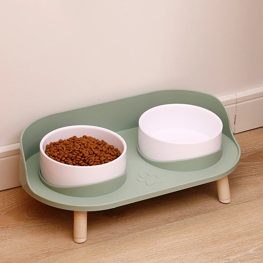 

Cat Double Bowls Feeder Adjustable Height Pet Cats Drinker Water Bowl Elevated Feeding Kitten Supplies Food Feeders Dogs Dish
