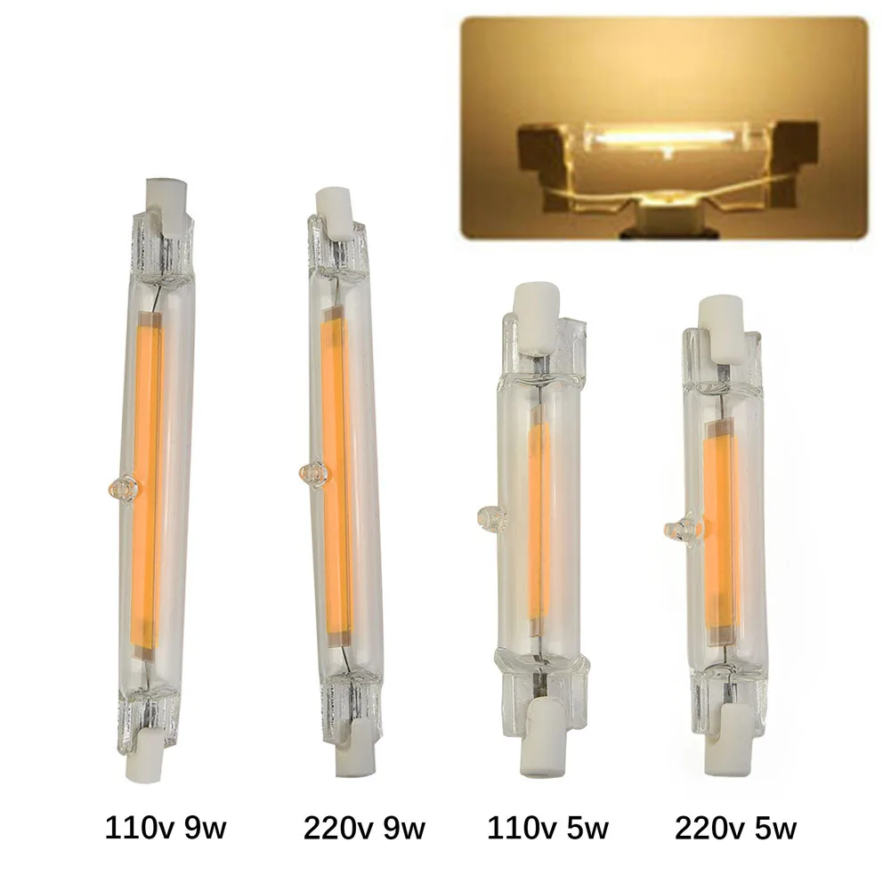 

High Power COB R7s LED Glass Tube 5W 78mm/9W 118mm Dimmable Replace Halogen Light Lamp 220V/110V For Home Garden