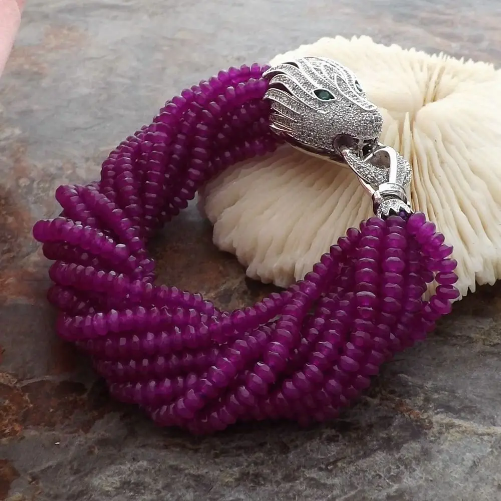 Handmade 10 strands 2x4 mm purple green faceted stone micro inlay zircon accessories dragon head clasp bracelet long 19cm
Handmade 10 strands 2x4 mm purple green faceted stone micro inlay zircon accessories dragon head clasp bracelet long 19cm