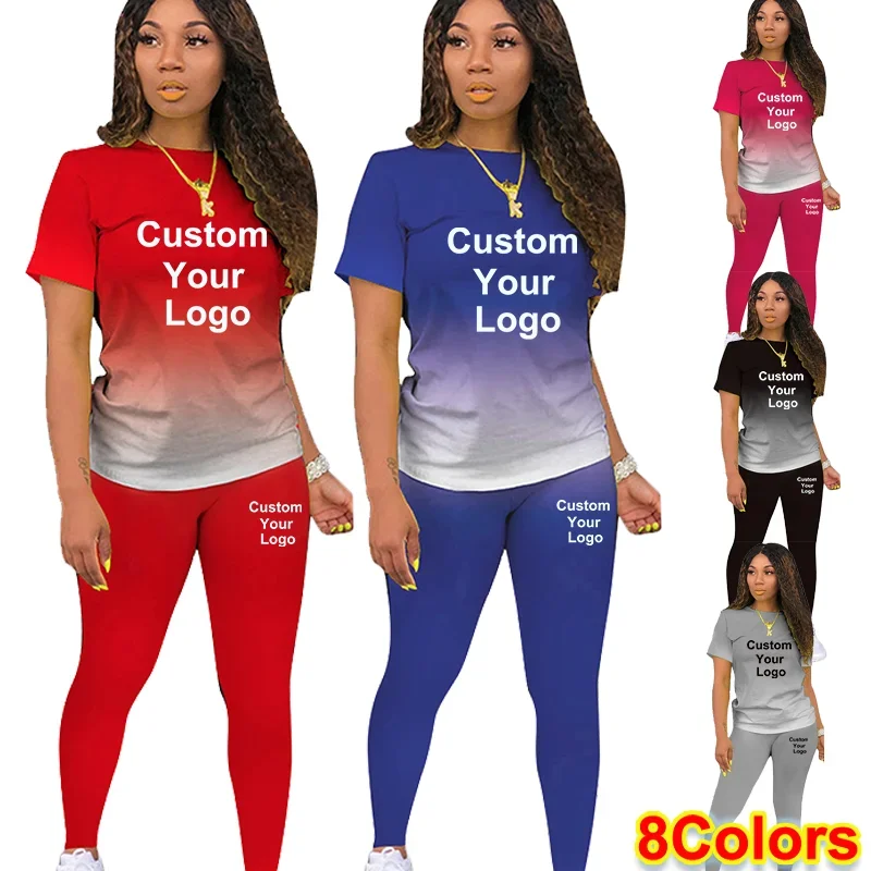 Custom Your Logo Women's Short Suit Short Sleeve O-Neck T-Shirt+Jogging Pants Two Piece Set DIY Female Slim Fit Casual Outfits
Custom Your Logo Women's Short Suit Short Sleeve O-Neck T-Shirt+Jogging Pants Two Piece Set DIY Female Slim Fit Casual Outfits
