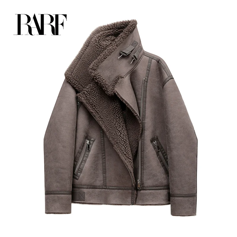 2023 Zipper for locomotive Autumn winter new women's thickened warm double-sided short jacket Women's brown coat
2023 Zipper for locomotive Autumn winter new women's thickened warm double-sided short jacket Women's brown coat