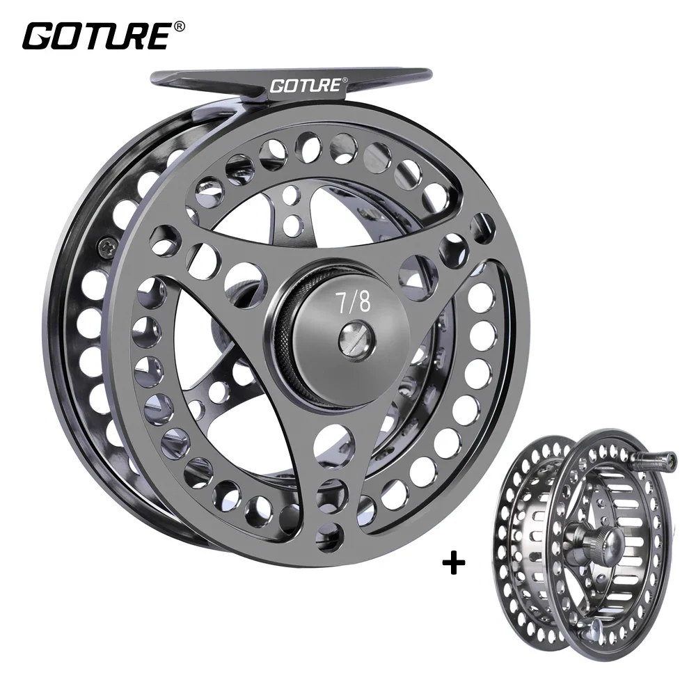 

Goture Fly Fishing Reel 3/4 5/6 7/8 9/10 2+1BB Max Drag 8kg Lightweight CNC-machined Large Arbor Left/Right Fly Reel+Spare Spool