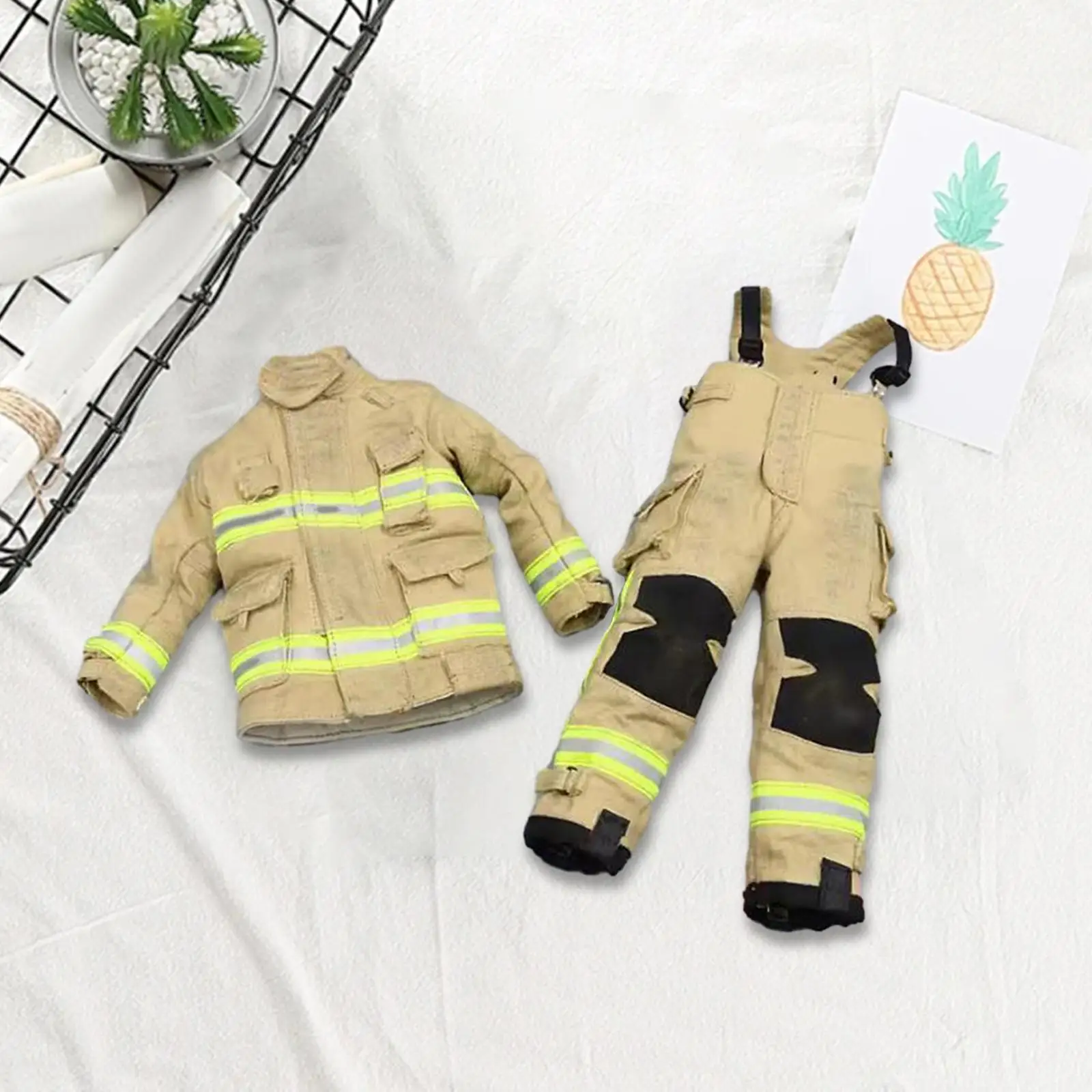 

1/6 Scale Men Firefighter Suit Realistic Stylish Retro Casual Cosplay Miniature Clothing for 12in Figures Body Doll Model Accs