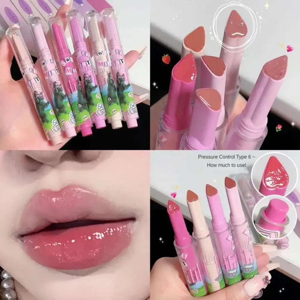 

Heart -shaped Lipstick Mirror Water Luminous Texture Color And To Moisturizing Lips Charming Makeup Lip Waterproof Glass Ea J9V5
