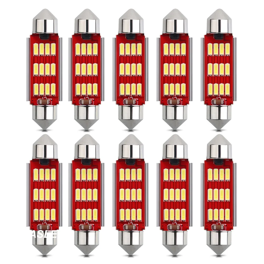 

10pcs Canbus IC Error Free C5W C10W LED Bulb 31 36 39 41mm Interior Reading Light Festoon Dome License Plate Luggage Trunk Lamp