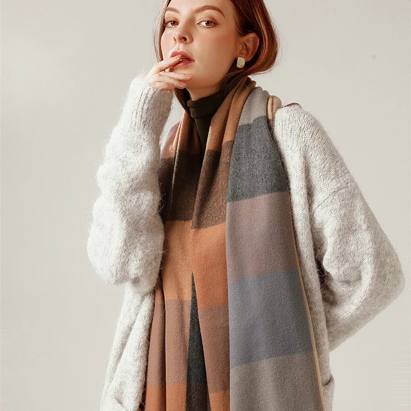 Winter Women's Scarf Fashion Striped Plaid Shawl Cashmere Blended Warm Soft Long Tassel Scarf Clothing Accessories 180x65CM
Winter Women's Scarf Fashion Striped Plaid Shawl Cashmere Blended Warm Soft Long Tassel Scarf Clothing Accessories 180x65CM