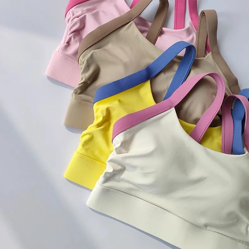 Color blocked sports bra set: Cross back integrated collection with double breast, shock-absorbing, quick drying, high waist and Color blocked sports bra set: Cross back integrated collection with double breast, shock-absorbing, quick drying, high waist and