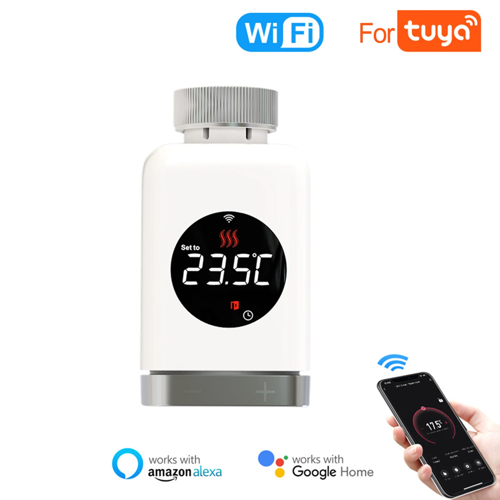 Smart Heating Thermostat Intelligent Radiator Temperature Control Valve Smart WiFi Thermostat With Adapter
Smart Heating Thermostat Intelligent Radiator Temperature Control Valve Smart WiFi Thermostat With Adapter