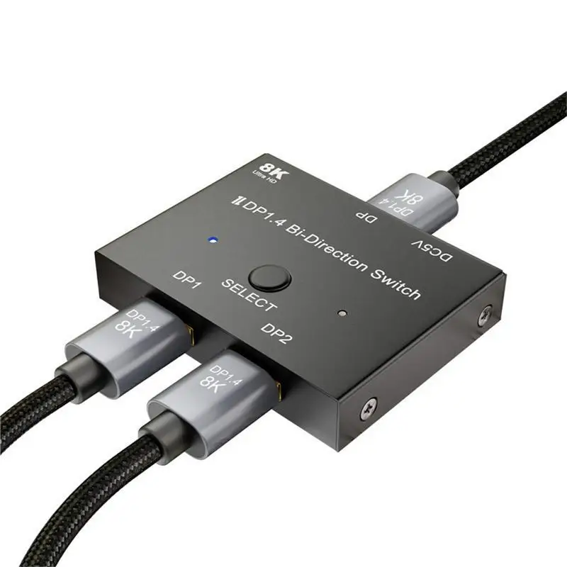 Two-Way DP Switcher 1.4 Splitter Converter Bi-Directional Converter Support 8k30hz 4k120hz 2k144hz Resolution 
Two-Way DP Switcher 1.4 Splitter Converter Bi-Directional Converter Support 8k30hz 4k120hz 2k144hz Resolution
