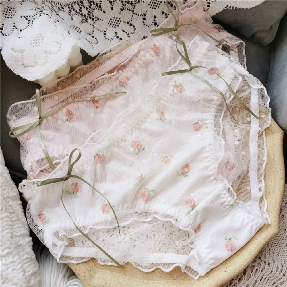 Anti Bacterial Cotton Crotch Breathable Soft Mid-Waist Briefs Women's Mesh Panties Ribbon Bow Sweet Girl Lace Panties
Anti Bacterial Cotton Crotch Breathable Soft Mid-Waist Briefs Women's Mesh Panties Ribbon Bow Sweet Girl Lace Panties