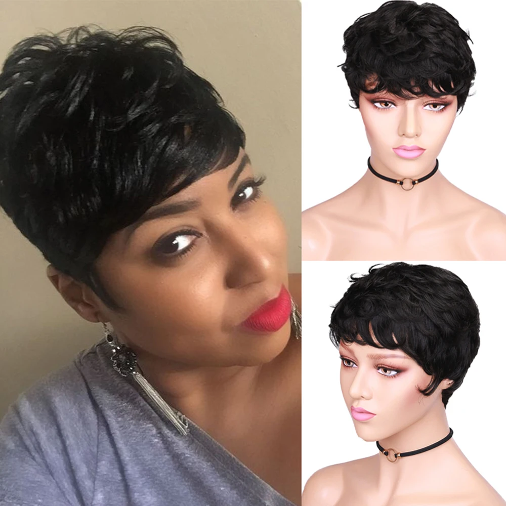 HANNE 100% Human Hair Wigs Short Wet and Wavy Remy Wig Short Curly Pixie Cut with Bangs Black Brazilian Hair None Lace Wig
HANNE 100% Human Hair Wigs Short Wet and Wavy Remy Wig Short Curly Pixie Cut with Bangs Black Brazilian Hair None Lace Wig