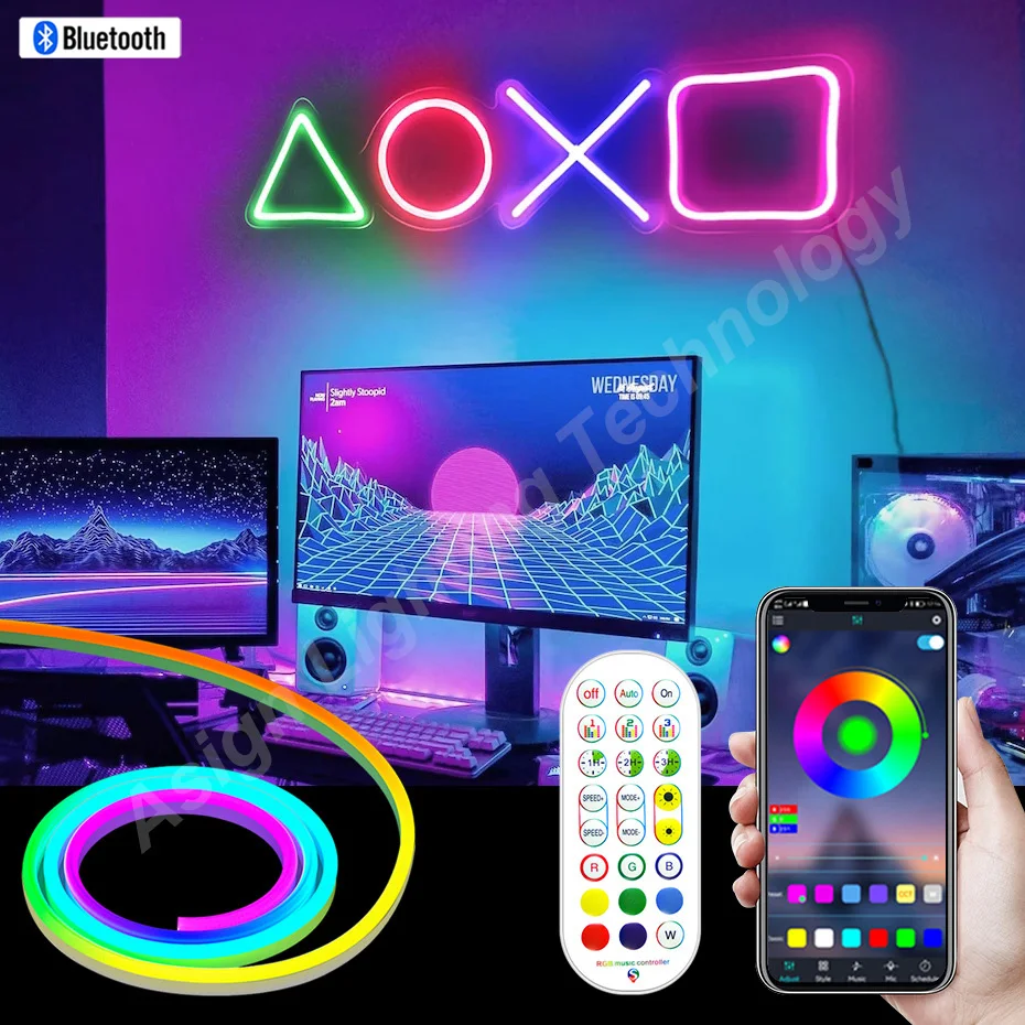 RGBIC Bluetooth Smart LED Neon Strip Flexible Tape RGB Color DC12V Silicone Tube IP67 Waterproof Led Strip for Room Decoration
RGBIC Bluetooth Smart LED Neon Strip Flexible Tape RGB Color DC12V Silicone Tube IP67 Waterproof Led Strip for Room Decoration