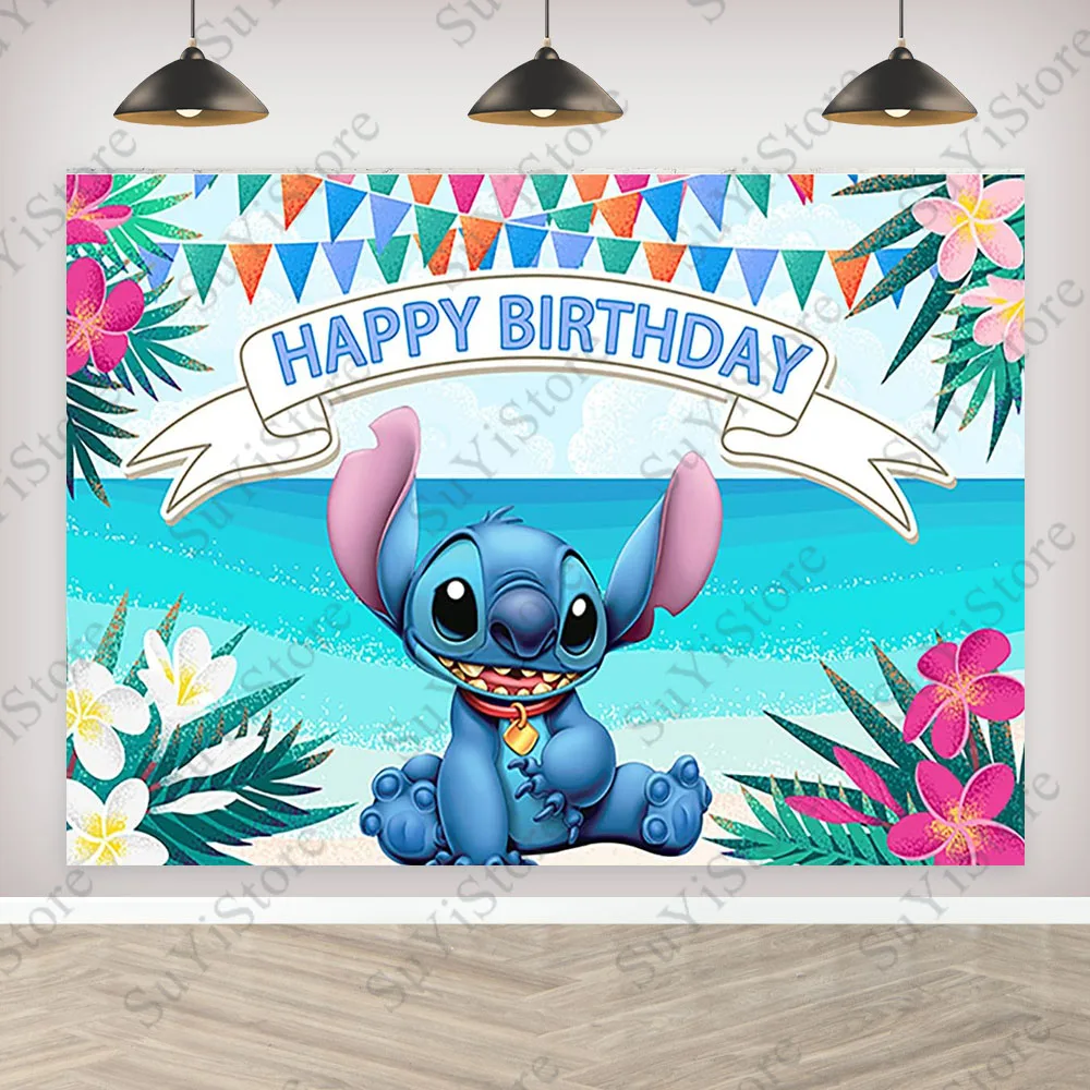 

Фон для фотосъемки Disney Лило и Ститч, чехол для детской фотосъемки на день рождения, обычный постер, Фотофон