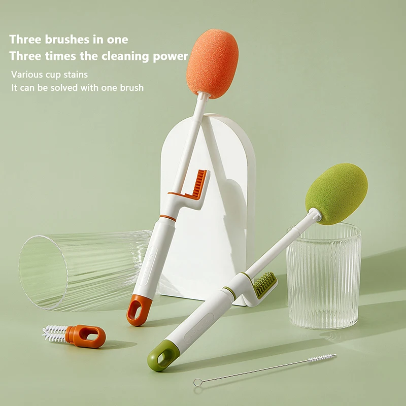 Щетка для бутылки 3 в 1, многофункциональная щетка для детской чашки, кухонная длинная ручка, съемная губка, стеклянный инструмент для чистки 
Щетка для бутылки 3 в 1, многофункциональная щетка для детской чашки, кухонная длинная ручка, съемная губка, стеклянный инструмент для чистки