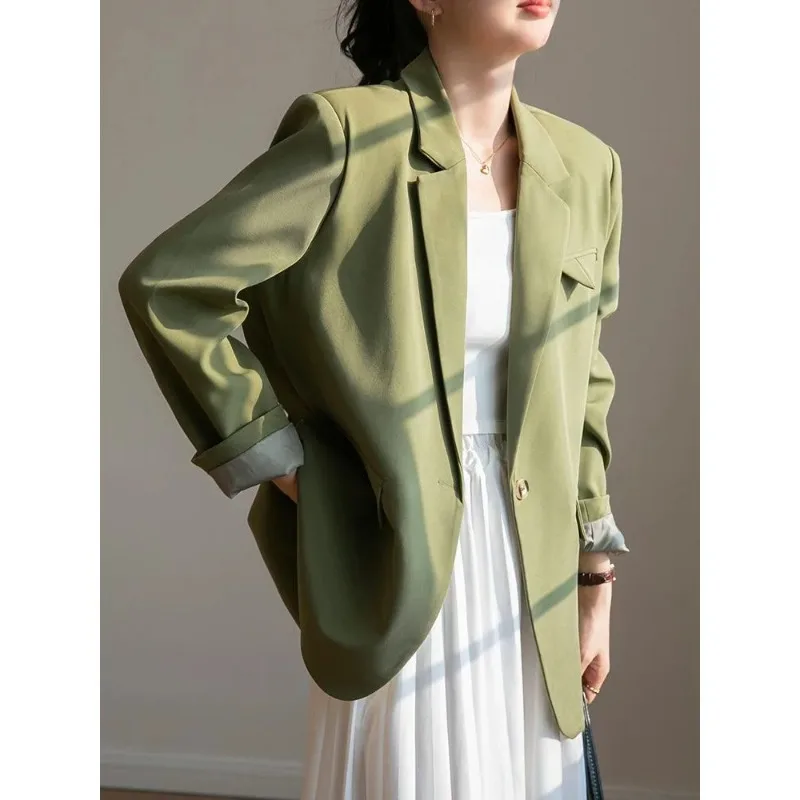 

UNXX 2024 Autumn British Style Short Blazers Suit Coats Retro Casual Solid Color Loose Long Sleeve Blazers Suits Coat for Women