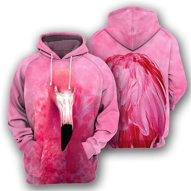 

Flamingo Owl Penguin Graphic Hoodie Men 3D Printed Animal Birds Pullover Long Sleeve Sweatshirts Street Oversized Hooded Coat