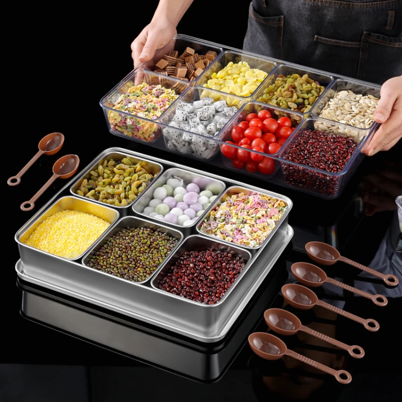 1 Set Multi-grid Food Storage Box With Lid And Spoons, 6/8 Compartments Small Seasoning Box, Kitchen Items
1 Set Multi-grid Food Storage Box With Lid And Spoons, 6/8 Compartments Small Seasoning Box, Kitchen Items