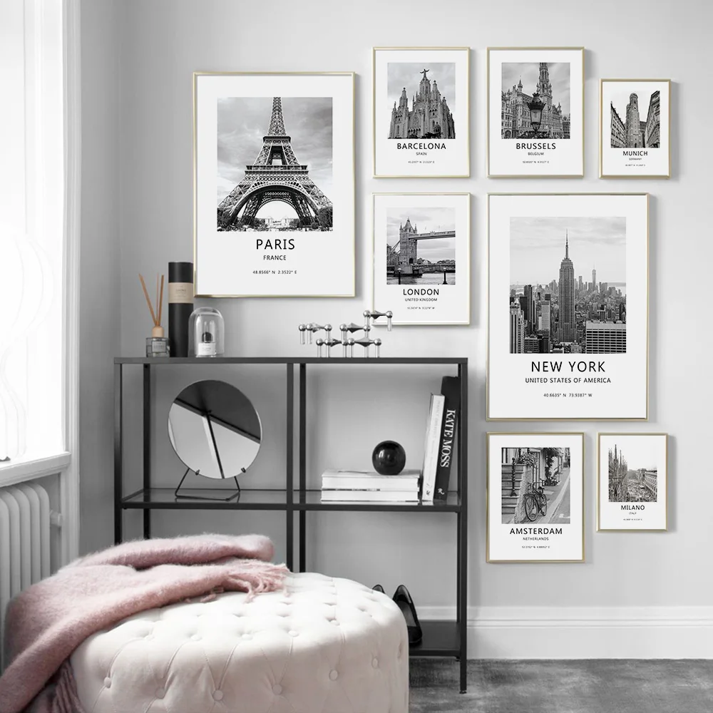 

Rome Paris London Travel Landmarks City Prints Minimalist Wall Art Decor Nordic Posters Prints Canvas Painting for Living Room