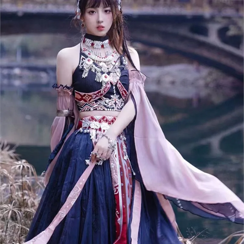 Women's Han Chinese Clothing Miao' S Girl Hani Ethnic Dress of Miao Minority Exotic Photo Album Clothes Ancient Costume
Women's Han Chinese Clothing Miao' S Girl Hani Ethnic Dress of Miao Minority Exotic Photo Album Clothes Ancient Costume