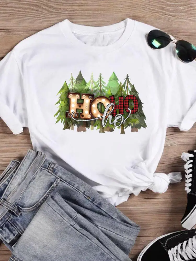 

Holiday Clothing New Year Merry Christmas Fashion Female Watercolor Tree Happy Time Shirt Print T Top Women T-shirts Graphic Tee