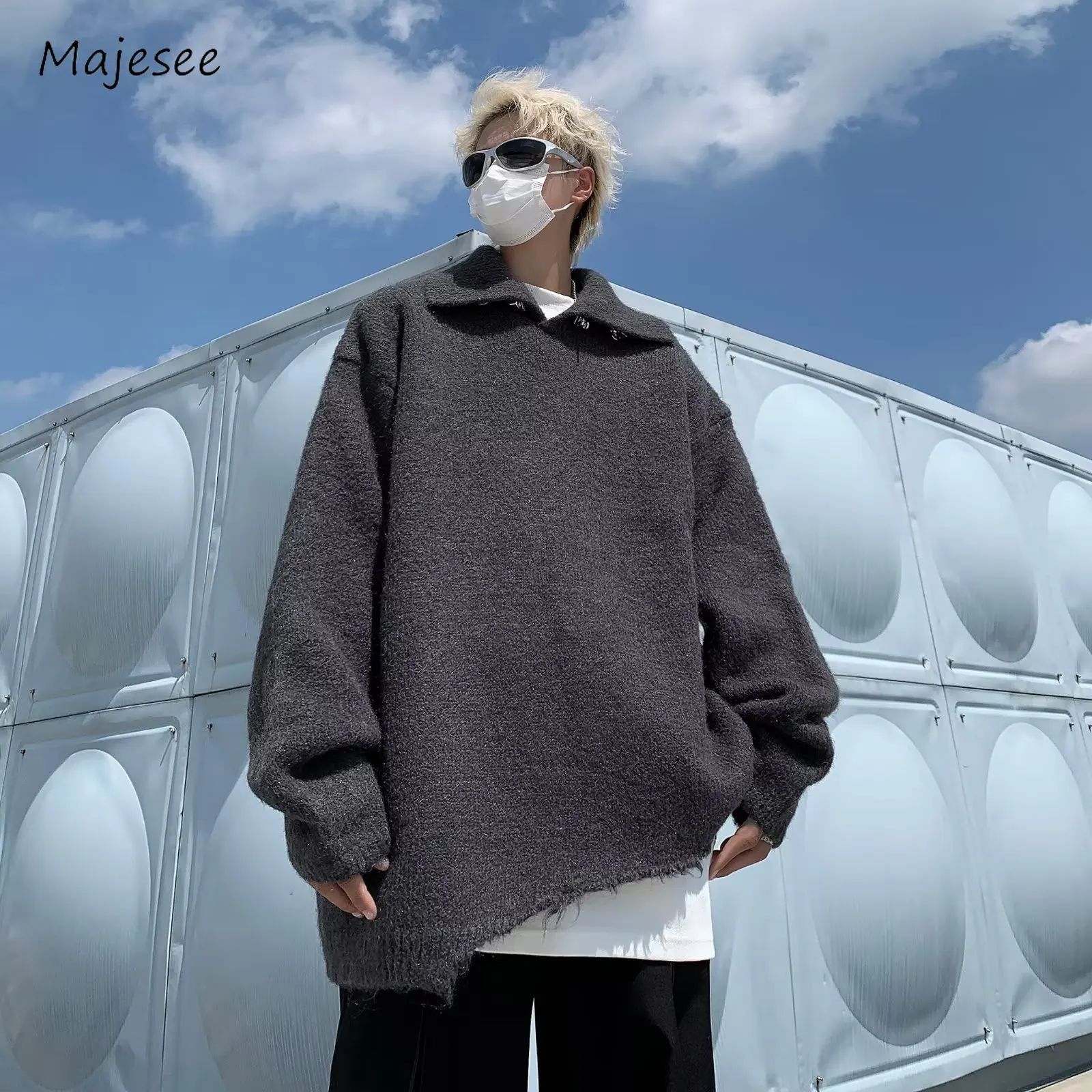 Sweaters for Men Solid Color Baggy Asymmetric Knitwear Casual Streetwear Youthful Vitality European Style Soft Slouchy Couple
Sweaters for Men Solid Color Baggy Asymmetric Knitwear Casual Streetwear Youthful Vitality European Style Soft Slouchy Couple