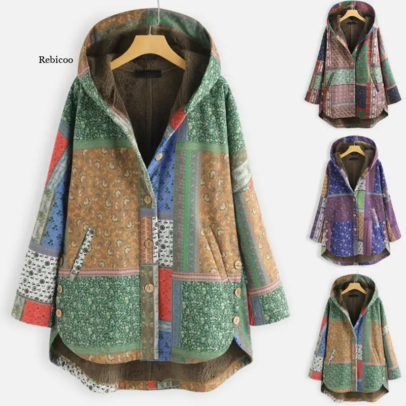 Casual Ethnic Print Fleece Hooded Retro Boho Cotton Jacket Parkas Warm Coat Women Outwear Loose Oversize Winter Clothes
Casual Ethnic Print Fleece Hooded Retro Boho Cotton Jacket Parkas Warm Coat Women Outwear Loose Oversize Winter Clothes