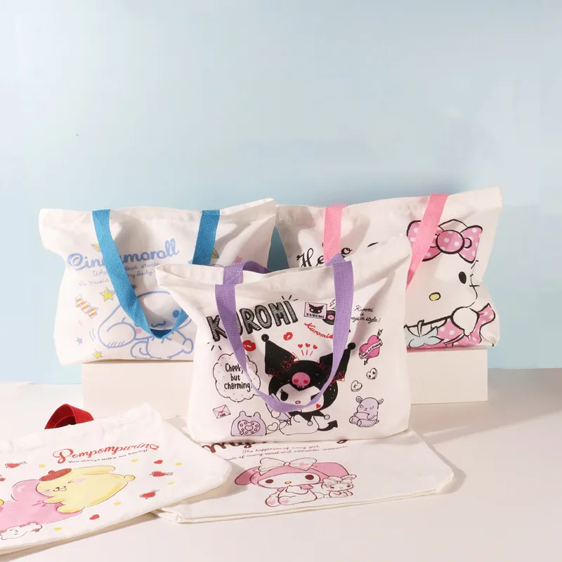 

Kawaii Подлинная Sanrio Hellokitty Mymelody Kuromi Cinnamoroll новая мультяшная сумка через плечо Экологически чистая Холщовая Сумка для покупок