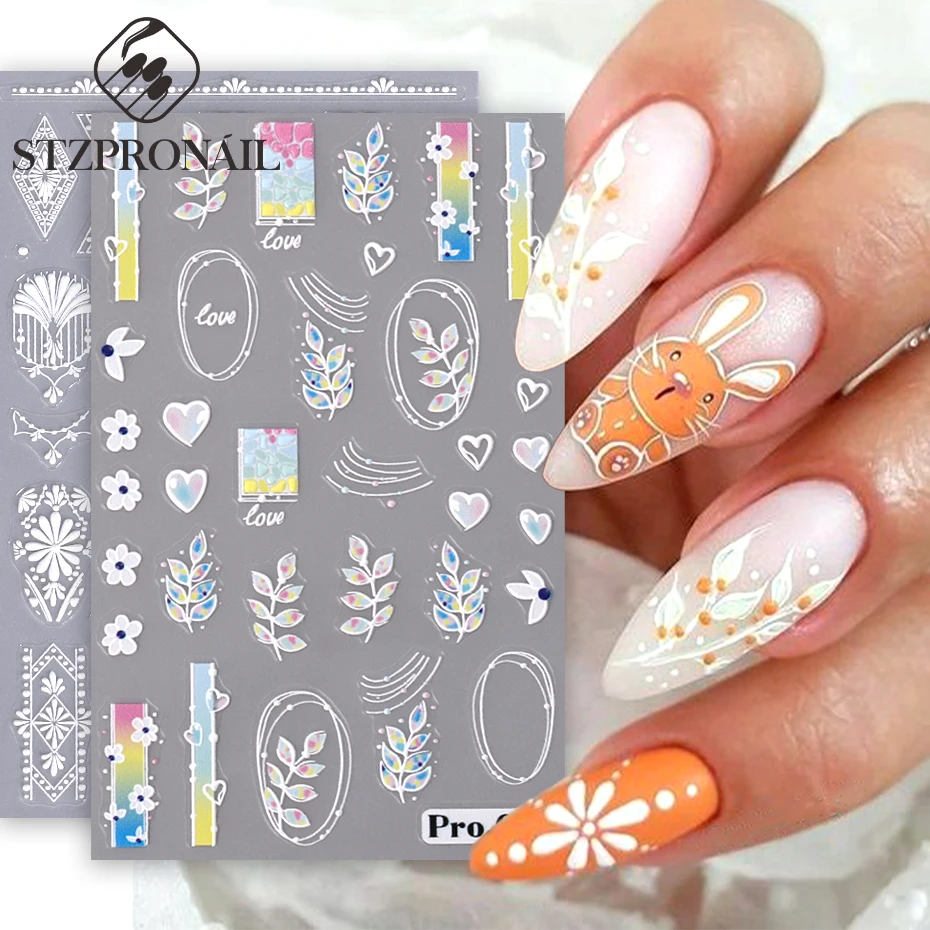 

5D Flower Leaf Stickers Daisy Colorful Petal Heart French Line Elegant Charms Manicure Slider Nail Art Accessories Tools SLPRO